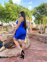 Hot girl blue midi dress